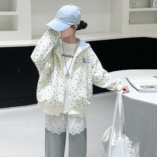 儿童品牌折扣清仓撤柜新款女童秋装外套中大童女孩碎花初中生薄款