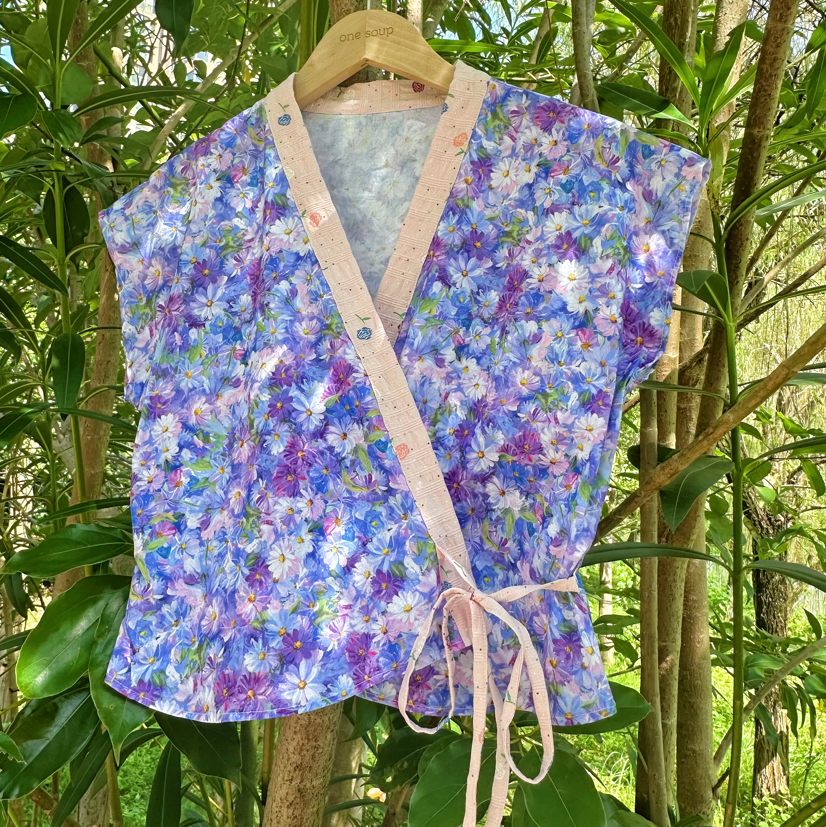 手作孤品 夏日 普罗旺斯薰衣草紫 油画感小开衫新中式上衣-