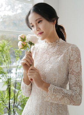 《温妮》韩国金丝蕾丝刺绣轻婚纱旅拍连衣裙晚礼服敬酒服订婚年会