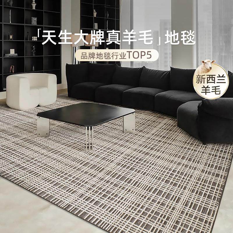 羊毛地毯手工织造进口新西兰客厅卧室大颗粒素色轻奢高级满铺定制