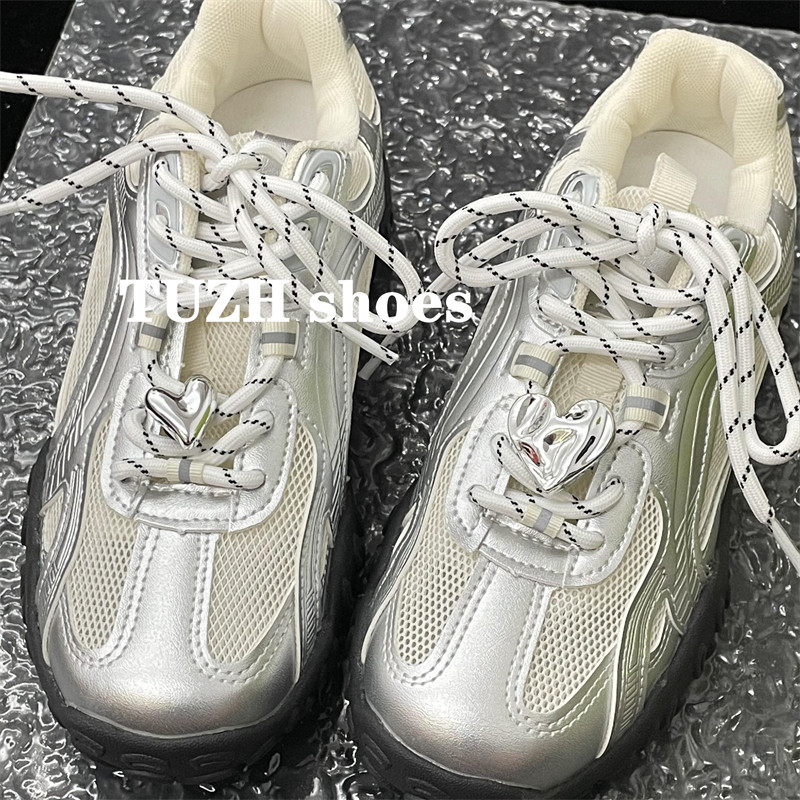 银色爱心鞋扣配饰空军一号银角大王鞋带扣装饰简约镜面桃心配件潮