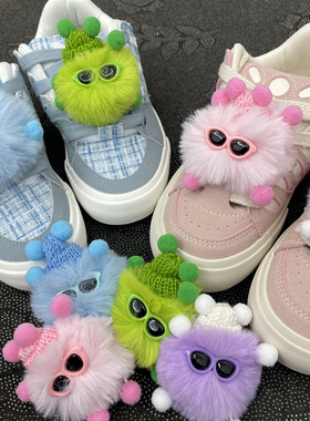 空军一号diy鞋带扣毛绒可爱毛球鞋扣配件帆布鞋鞋带卡扣配饰创意