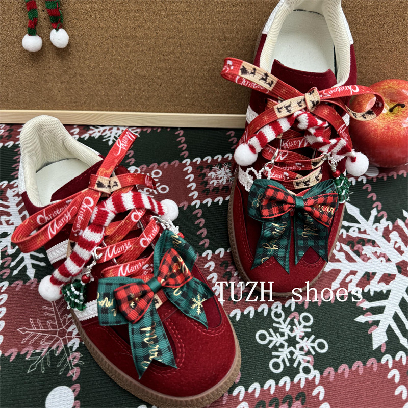 圣诞鞋扣氛围感鞋花德训鞋运动鞋diy配饰装饰扣红绿鞋带圣诞礼物