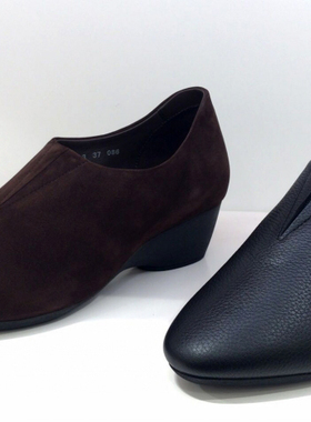 正品雅氏时尚女鞋2024秋冬新款5NB3坡跟乳胶底松紧优雅单鞋秋鞋女