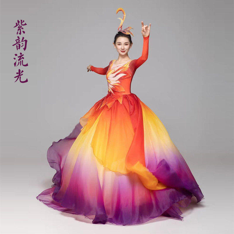 出租紫韵流光现代舞大气开场舞大摆裙演出服群舞伴舞舞蹈服租赁
