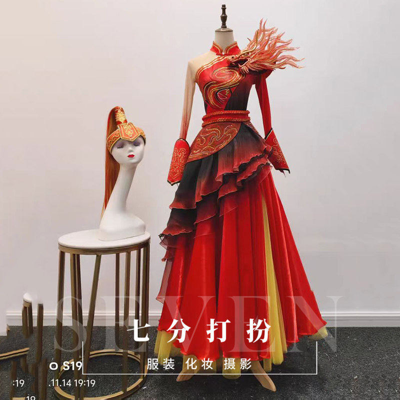 出租马年舞蹈演出服国潮大气开场舞舞蹈服马到成功年会打鼓服租赁