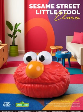 popsunday芝麻街elmo艾莫红色小矮凳椅子沙发周边潮玩摆件礼物