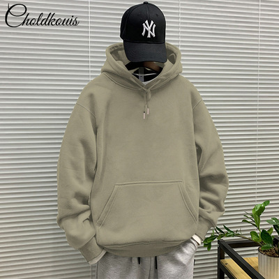 重磅连帽卫衣男2024新款秋冬薄加绒加厚男女宽松帽衫潮牌情侣外套