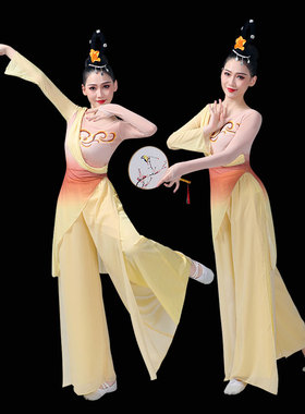 女寒依疏影剧目服古典舞成人演出服女中国风黄色独舞飘逸舞蹈服装