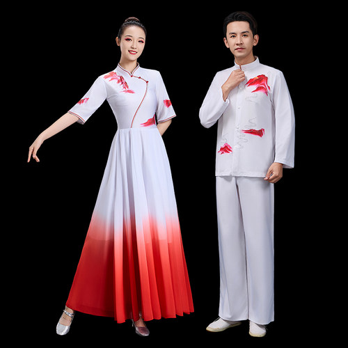 大合唱服演出服女长裙新款成人合唱团舞台服装中国风学生古筝礼服