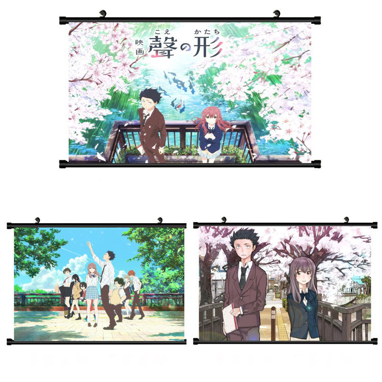 包邮动漫挂画大今良时声之形 海报定制卷轴布艺画装饰画来图定制