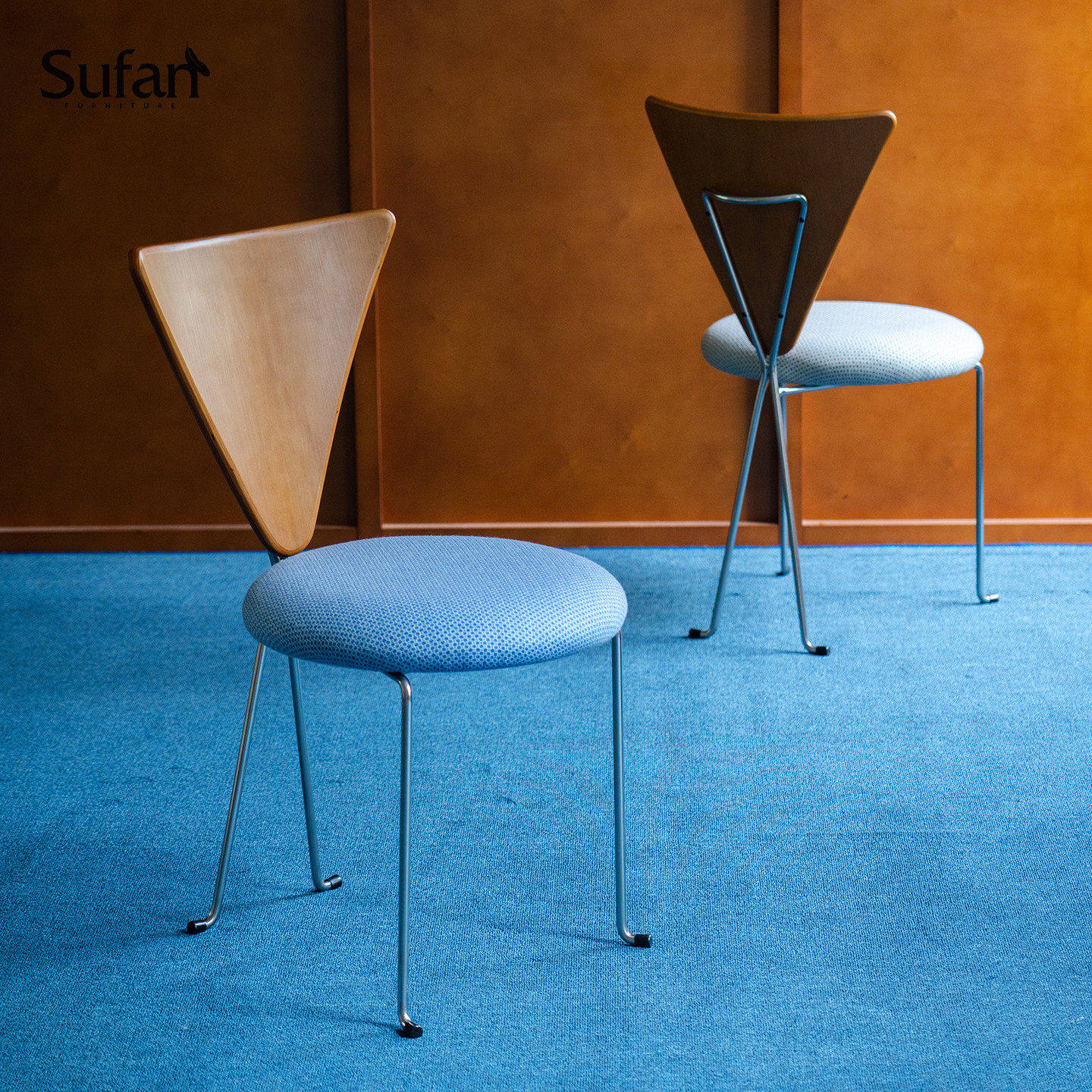 舒梵扇背椅/中古风包豪斯不锈钢椅子设计师款家用撞色软包餐椅,住宅家具,餐椅,淘宝优惠券,粉丝福利购,淘宝优惠卷