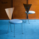 舒梵扇背椅 家用撞色软包餐椅 中古风包豪斯不锈钢椅子设计师款