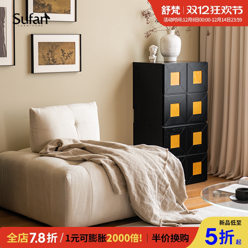 舒梵琉璃柜黑色/进门法式自由复古小户型客厅玄关茶水餐边卧室