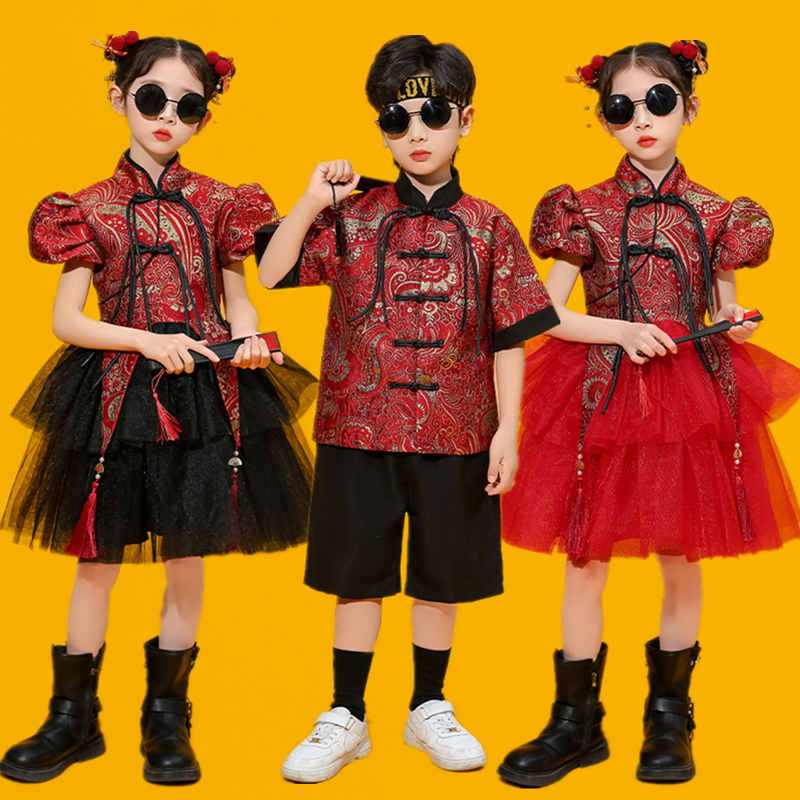 六一儿童演出服幼儿园蓬蓬裙舞蹈服啦啦队小学生中式国风表演服装
