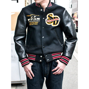 Studio D'Artisan小猪45th阿美咔叽复古桐生制刺绣机车棒球夹克男