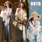 裙套装 上衣加珠光阔腿孕妇裤 独特刺绣棉布碎花衬衫 2026春秋新款