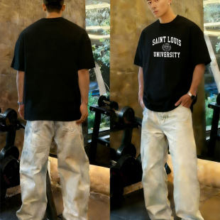 宽松圆领短袖 2026男士 潮牌字母印花T恤男夏季 美式 速干上衣T恤 新款