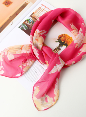 夏季新款65cm小方巾女印花英伦韩版丝巾百搭小领巾春秋轻薄款纱巾