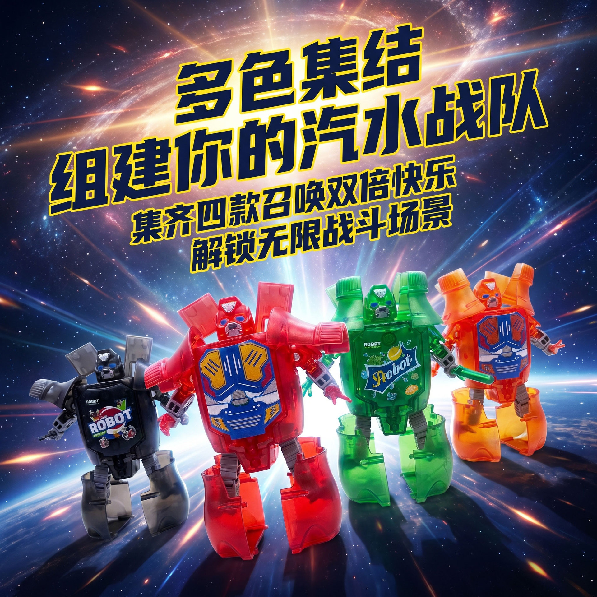儿童变形机器人玩具创意汽水战士