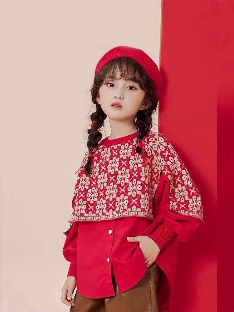 女童洋气毛衣秋冬装加绒