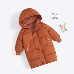 儿童中长款棉服男女童宝宝冬季防寒保暖外套中大童过膝棉服