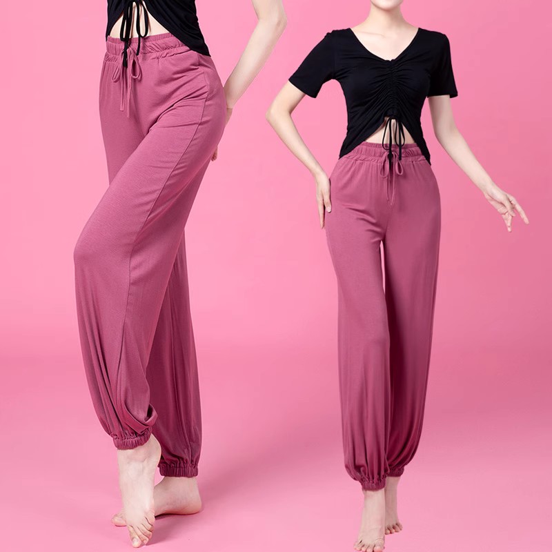 中国现代舞套装舞蹈裤女夏莫代尔灯笼裤形体服上衣萝卜裤练功服装
