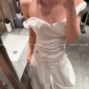 敲上镜 针织吊带背心女 26FW 白色荡领无袖 新品 BVKV