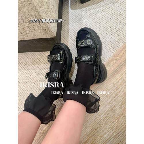 BVKV 26-3 出口国际外单 26b厚底魔术贴凉鞋女 油蜡羊皮