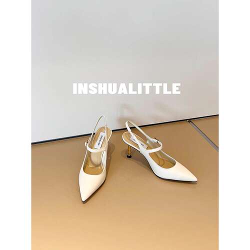 26s新款一字带后空高跟凉鞋