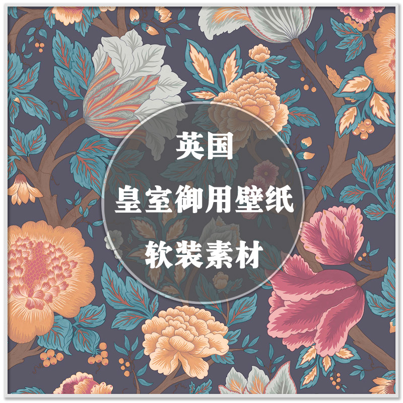 DA-309英国时尚艺术皇家壁纸墙纸花纹图案单品与场景软装设计素材