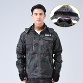 上衣纯棉劳保焊工作服 外套带帽拉链军旅风长袖 迷彩风男款 户外工装