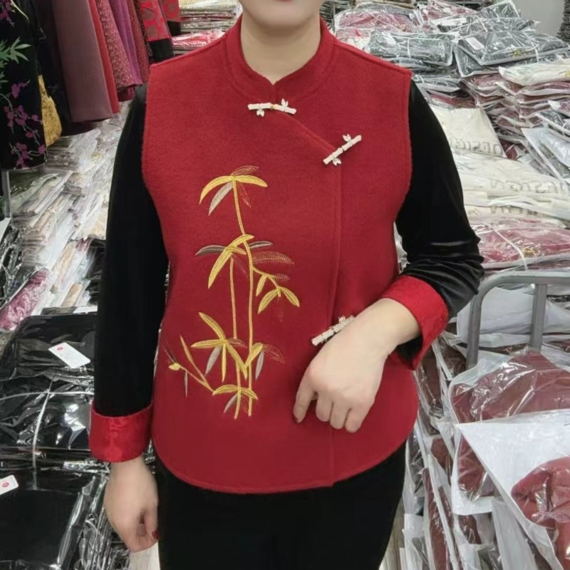 2026秋冬新款刺绣洋气立领盘扣双面呢马甲宽松显瘦百搭上衣外套女,女装/女士精品,马夹,淘宝优惠券,粉丝福利购,淘宝优惠卷