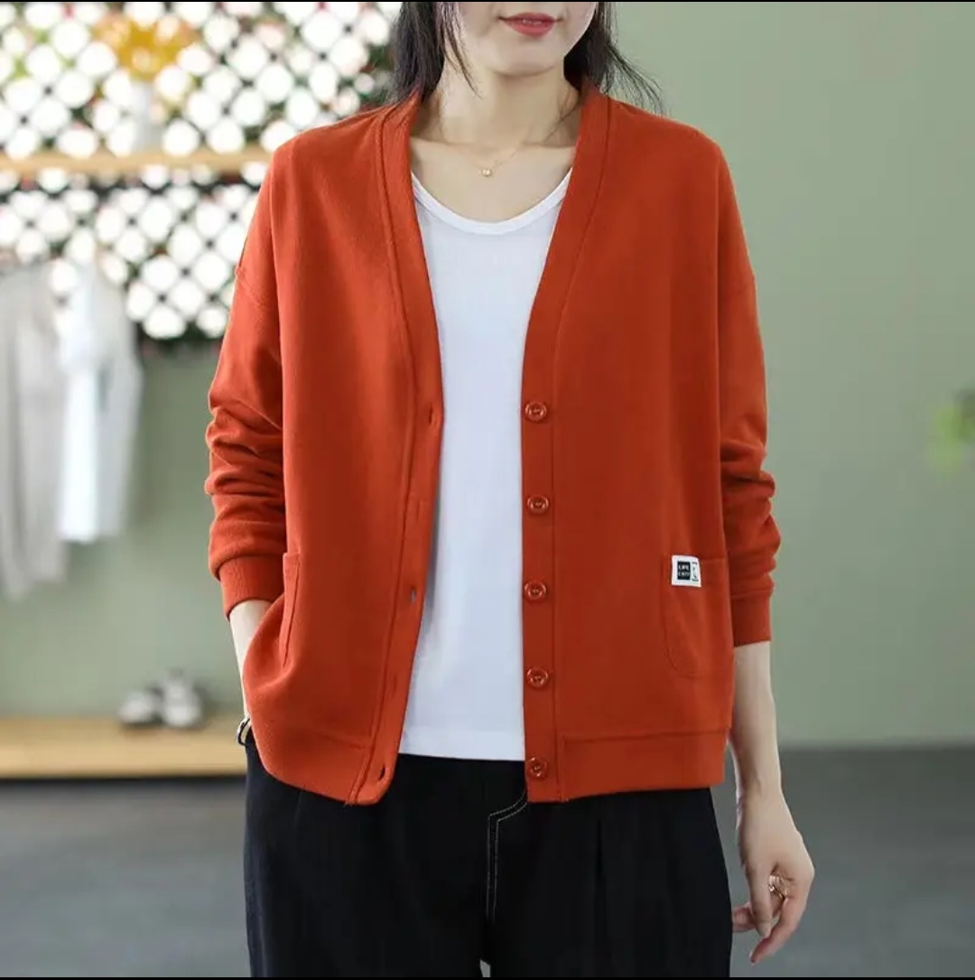 春上新2025新款女春秋薄款韩版宽松时尚开衫女长袖上衣外套纽扣衫