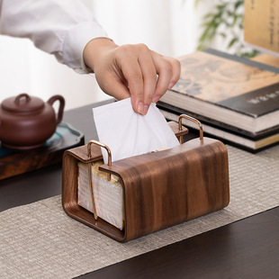 Black walnut wood paper tissue box peach wood living room