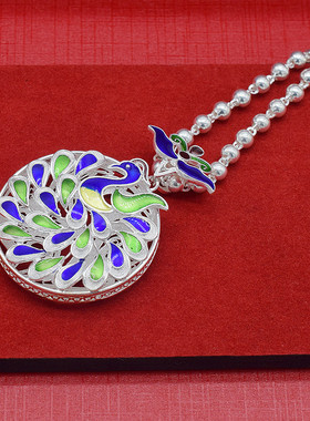 999纯银足银打造景泰蓝孔雀凤民