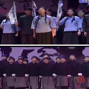 民国学生服长袍马褂儿童清朝古装长衫演出服如愿情景剧朗诵合唱服