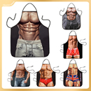 创意肌肉搞怪腹肌围裙厨房家用防水个性 猛男罩衣餐饮专用定制围腰