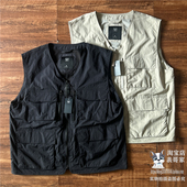 日单男马甲网眼内衬多口袋夏薄款 外穿V领外套海岛度假风机能上衣