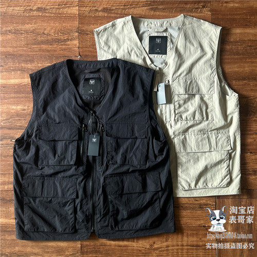 日系男马甲网眼内衬多口袋夏薄款