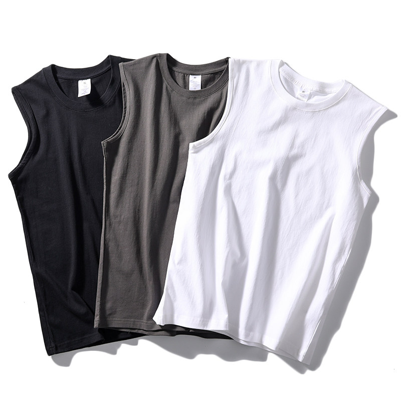 外贸工厂男士背心纯棉无袖夏季篮球运动宽松坎肩纯色简约基础款潮