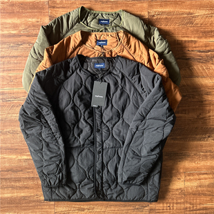 日系复古无领外穿纽扣棉衣情侣款 保暖轻型棉服潮 宽松外套夹棉冬装