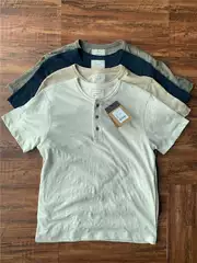Henry Shirt American Style Cotton and Linen Short-Sleeved Men's Top Loose Breathable Stretchy Short T-Shirt Summer Thin Casual Base Shirt Trendy