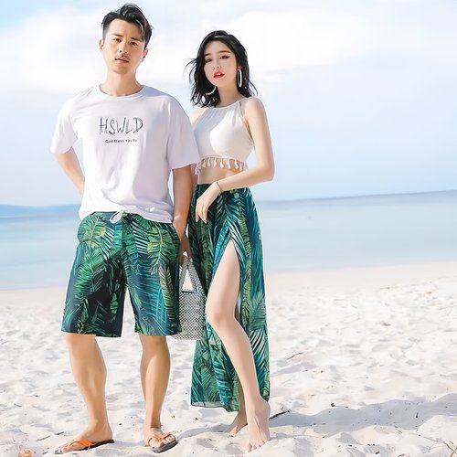 情侣款海边温泉ins风泳衣