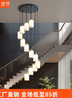 新款轻奢楼梯长吊灯别墅旋转loft公寓挑高客厅楼梯间灯复式楼中楼