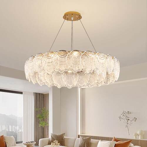 法式轻奢客厅吊灯贝壳水晶卧室灯