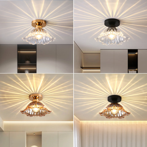 美式复古玻璃玄关吸顶过道入户灯