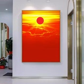 旭日东升装 饰画客厅卧室镇宅红太阳风景挂画鸿运当头壁画日出东方