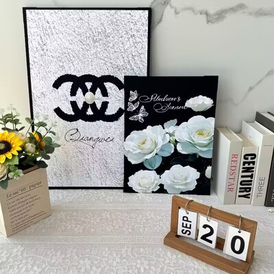 黑白高级感客厅电视柜玄关餐边柜床头柜斗柜台面装饰画摆画摆件