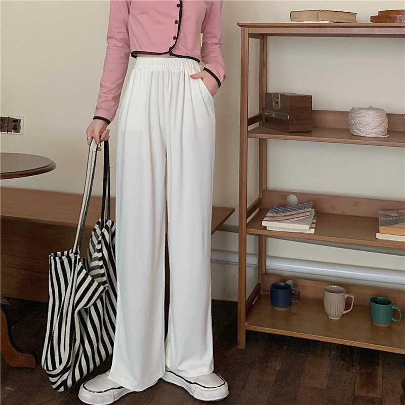 Real price ~ split knitted casual pants with loose high waist and thin drooping feeling